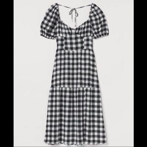 H&M XS Gingham Plaid MIDI Dress